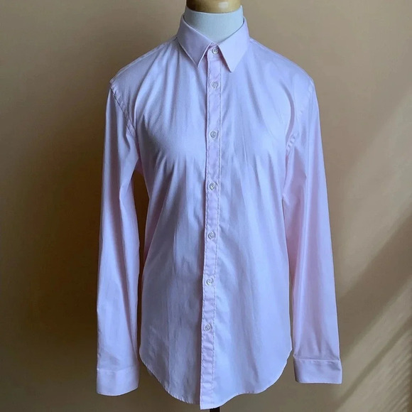 ZARA Pink Textured Button Down Shirt Size M Slim Fit - Picture 14 of 15